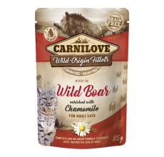 Expiring On-  28/02/2026- Carnilove Wild Boar enriched with Chamomile for Adult Cats (Wet Food Pouches) - 85g
