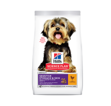 Expiring On-  28/02/2026- Hill's Science Plan Sensitive Stomach & Skin Small & Mini Adult Dog Food with Chicken - 1.5kg
