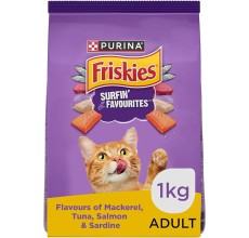Expiring On-  28/02/2026- Nestle Purina Friskies Surfin Favourites Cat Dry Food 1Kg