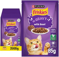 Expiring On-  28/02/2026- Purina Friskies Pouch Beef 85g