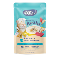 Expiring On- 29/06-  Moochie Kitten Creamy Broth With Tuna & Green-Lipped Mussel 40g - pouch