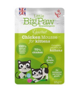 Expiry Date - 01/01/2026 Little Big Paw Gourmet Chicken Mousse for Kittens 85G Pouch