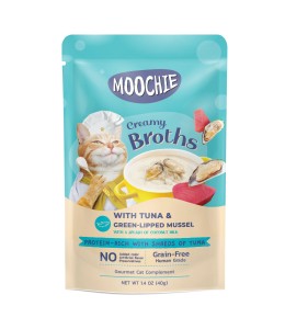 Expiry Date - 03/01/2026 Moochie Kitten Creamy Broth With Tuna & Green-Lipped Mussel 40g - pouch
