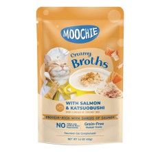 Expiry Date - 09/01/2026 Moochie Kitten Creamy Broth With Salmon & Katsuobushi 40g - pouch