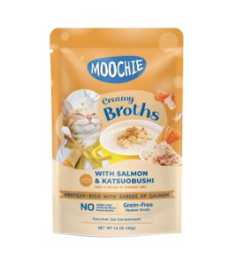 Expiry Date - 09/01/2026 Moochie Kitten Creamy Broth With Salmon & Katsuobushi 40g - pouch