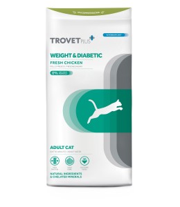 Expiry Date - 09/01/2026 Trovet Plus Adult CAT Weight & Diabetes Chicken Veterinary Diets 2,5kg