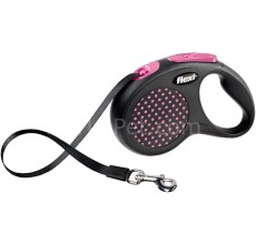 Flexi Design Retractable Tape Lead M 5m Black/Pink