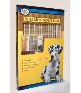 Four Paws Safety Gate Tall Wood Frame with Coated Wire 29.5-50" x 32"