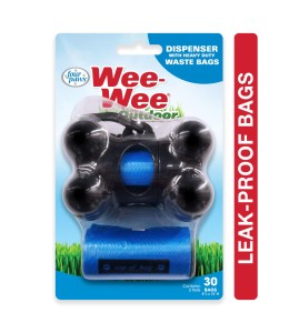 Four Paws Wee-Wee Outdoor Bone Shape Dispenser with Heavy Duty Waste Bags, 30 Count 8 x 15