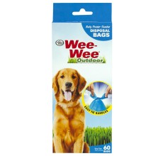 Four Paws Wee-Wee Outdoor Disposable Bags with Easy Tie Handles, Scented, 60 Count 7 x 11