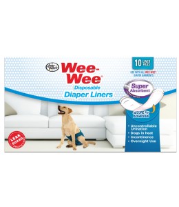 Four Paws Wee-Wee Wetness Indicator Diaper Super Absorbent Liners, 10 Pack 2.75 x 8.25 x 4.5
