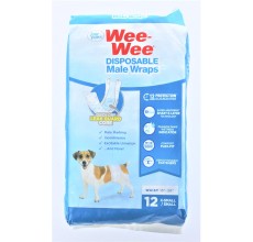 Four Paws Wee-Wee Wetness Indicator Male Dog Wraps, 12 Pack X-Small/Small