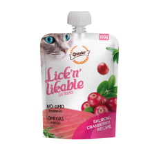 Gnawlers Lick 'n' Lickable Cat Treats 100g - Salmon & Cranberry