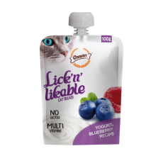 Gnawlers Lick 'n' Lickable Cat Treats 100g - Yogurt & Blueberry
