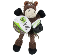 Godog Checkers Skinny Horse With Chew Guard Technology Durable Plush Dog Toy, Large