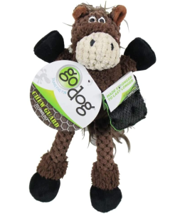 Godog Checkers Skinny Horse With Chew Guard Technology Durable Plush Dog Toy, Large