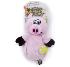 GoDog Hear Doggy Flattie With Chew Guard Plush Dog Toy