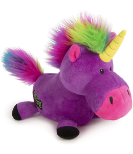 Godog Unicorns With Chew Guard Technology Durable Plush Dog Toy With Squeaker, Purple, Large