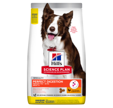 Hill's Science Plan Perfect Digestion Medium Adult 1+ Dog Food with Chicken and Brown Rice - 14kg