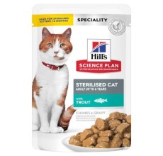 Hill’s Science Plan Sterilised Cat Adult Cat Wet Food With Trout Pouch 85g