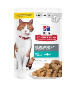 Hill’s Science Plan Sterilised Cat Adult Cat Wet Food With Trout Pouch 85g