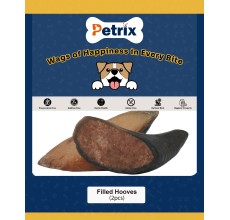 Petrix Filled Buffalo Hooves – Natural Dog Chew Treats, Pack of 2