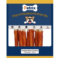 Petrix Twisted Stick Chicken Wrapped Dog Chew Treat, 10 Pcs