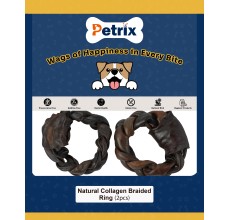 Petrix Natural Collagen Braided Ring Dog Chew Treat, 2 Pcs