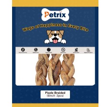 Petrix Braided Pizzle Natural Dog Chew Treat, 3 Pcs (6 Inch)