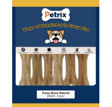 Petrix Natural Press Bone Dog Chew Treat, 6 Pcs (4 Inch)