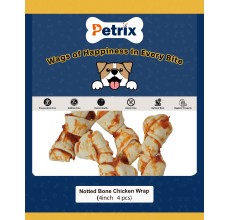 Petrix Knotted Bone Chicken Wrap Dog Chew Treat, 4 Pcs (4 Inch)
