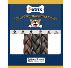 Petrix Collagen Braided Stick Dog Chew Treat, 3 Pcs (6 Inch)