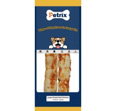 Petrix Large Cheek Roll Chicken Flavour Dog Chew Treat, 2 Pcs (10 Inch)