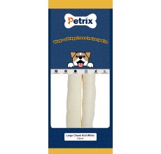 Petrix Large Cheek Roll White Natural Dog Chew Treat, 2 Pcs (10 Inch)