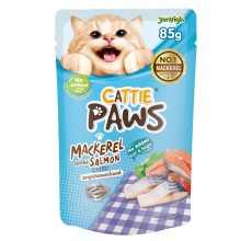 JerHigh Cattie Paws Mackerel Topping Salmon in Jelly 85G