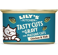Lily's Kitchen Tasty Cuts Chicken & Fish Senior Wet Cat Food (85g) -Pack of 12