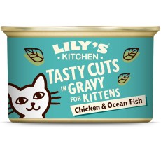 Lily's Kitchen Tasty Cuts Chicken & Ocean Fish Kitten Wet Food (85g) -Pack of 12