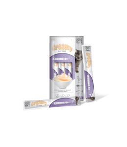 M-PETS Creamy with Functions - Cat treat - Ageing 6+ - Duck & Tuna & Salmon 4x15g (60g)