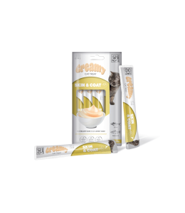 M-PETS Creamy with Functions - Cat treat - Skin & Coat - Tuna & Salmon 4x15g (60g)