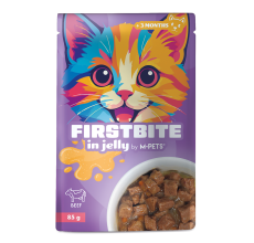 M-PETS Firstbite Beef in Jelly Wet Food Pouches for Cats 12x85g