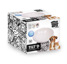 M-PETS Freestyle Tilt’d Raised Ceramic Bowl Black & White 150ml
