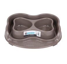 M-Pets No Spill Plastic Double Bowl Grey 2x500ml