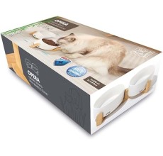 M-PETS OPERA Ceramic Bowls with Bamboo Stand White 2x350ml