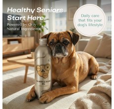 O2 PETS Omega SENIOR 7+ Dogs & Cats, Wild Caught Norwegian Salmon Oil Supplement – Omega 3 DHA for Brain, Joint, and Mobility Support 150ml