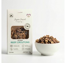 O2Pets Dog and Puppy Beef Croutons Training Treats – 100% Beef Udder Natural Bite-Sized Rewards – High-Value Single Ingredient Snack for Picky Eaters, Joint & Skin Care Dog Treats 70 gr
