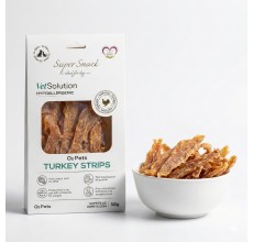 O2Pets Dog and Puppy Turkey Strips Natural Treats – 100% Pure Turkey Muscle Meat Jerky – Monoprotein & Hypoallergenic Reward for Sensitive Digestion & Food Sensitivities, All Breeds 50gr
