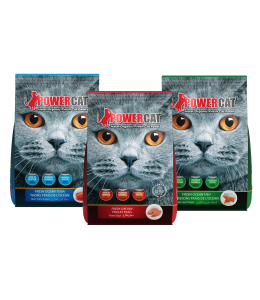 Powercat Triple Bundle – Tuna + Ocean Fish + Chicken Dry Cat Food – Halal, 450 g × 3
