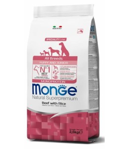 Monge Natural Superpremium All breeds Puppy and Junior Monoprotein Beef with Rice 2.5KG