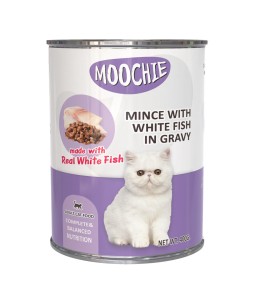 Moochie Mince With White Fish In Gravy Cat Wet Food Can 400g