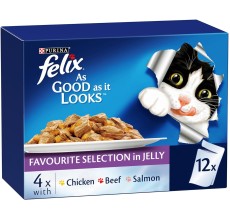 Nestle Purina Felix As Good As It Looks Cat Wet Food Favourite Selection in Jelly 85g x 12